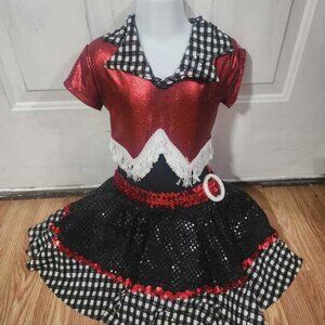 Vintage Country Charm Dance Costume – Red & Gingham Style